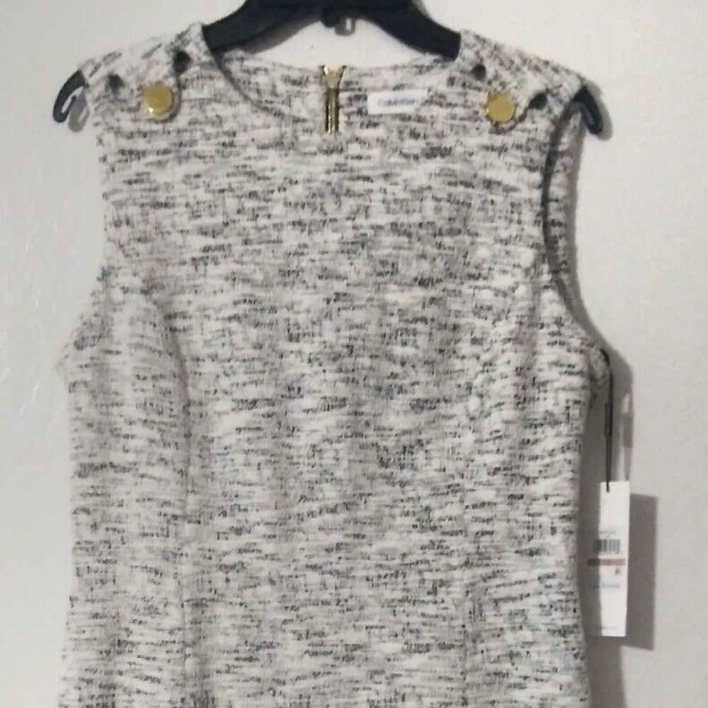 Calvin Klein Dress Black White Career Tweed 12 14 - Picture 2 of 8